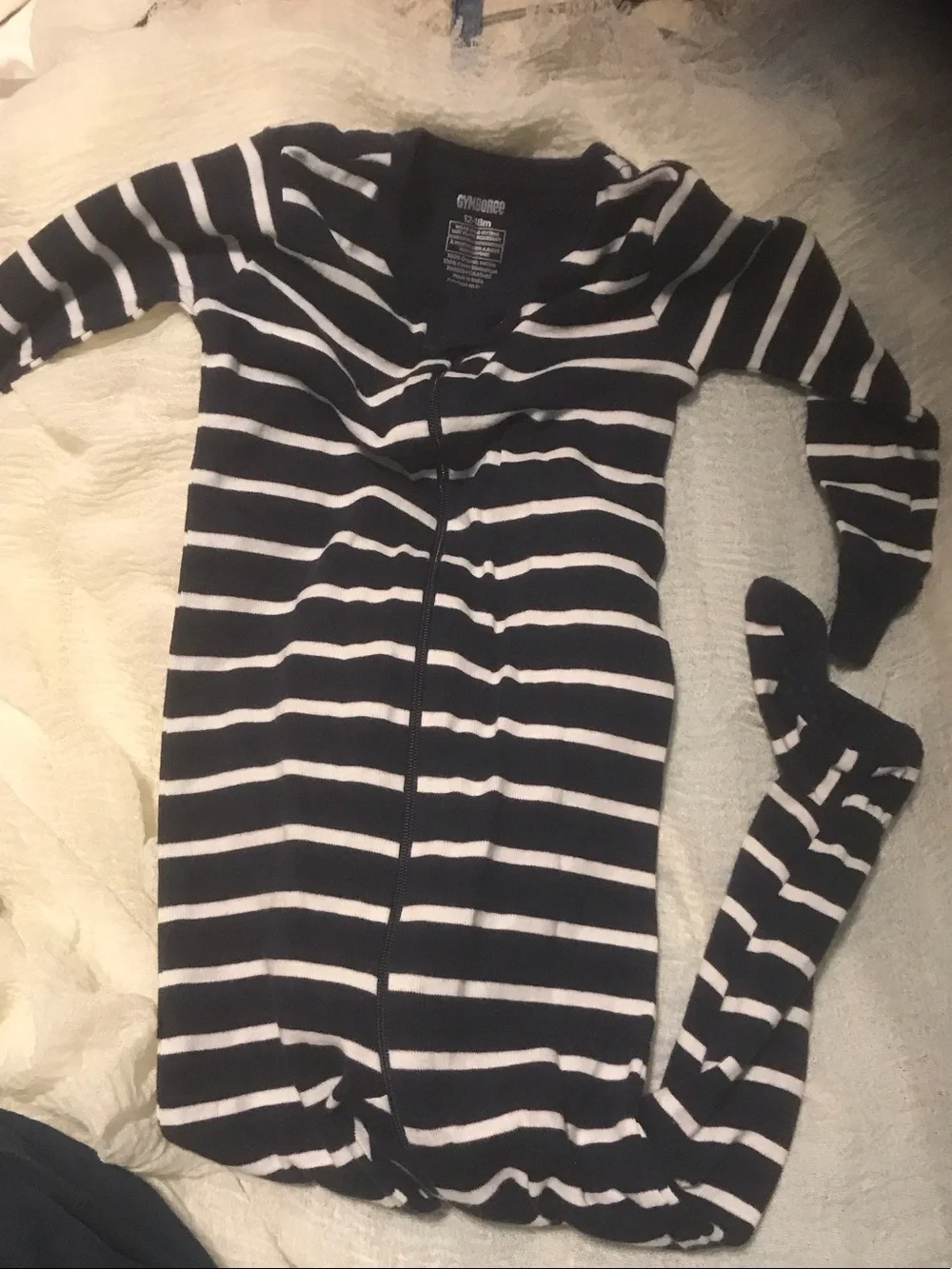 Carter's Navy and White Striped Zippered Footed Sleep Bag